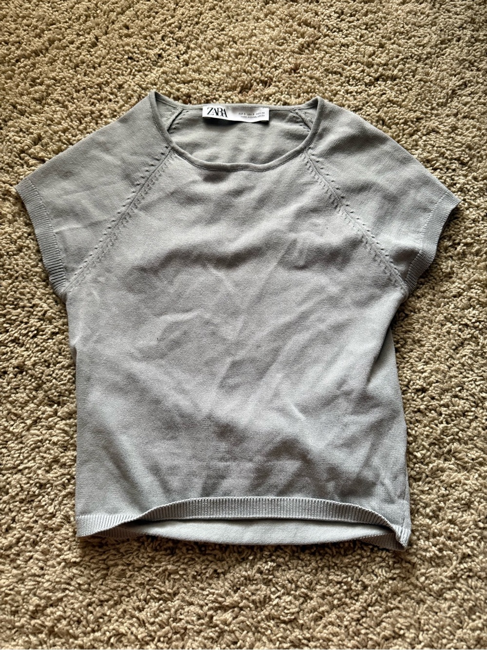 ZARA Light Gray Short Sleeve Knit Tee
